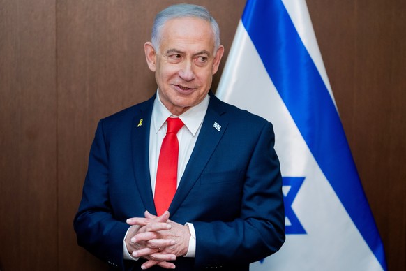 Israel&#039;s Prime Minister Benjamin Netanyahu speaks during a meeting with U.S. Vice President JD Vance, at the Prime Minister&#039;s Office in Jerusalem, on Wednesday, Oct. 22, 2025. (Nathan Howard ...