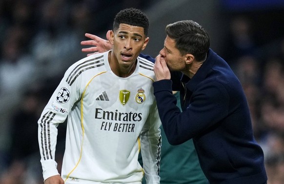 ESP: Real Madrid CF - Manchester City. UEFA Champions League. Matchday 6. Jude Bellingham of Real Madrid CF and Xabi Alonso head coach of Real Madrid CF during the UEFA Champions League match, between ...