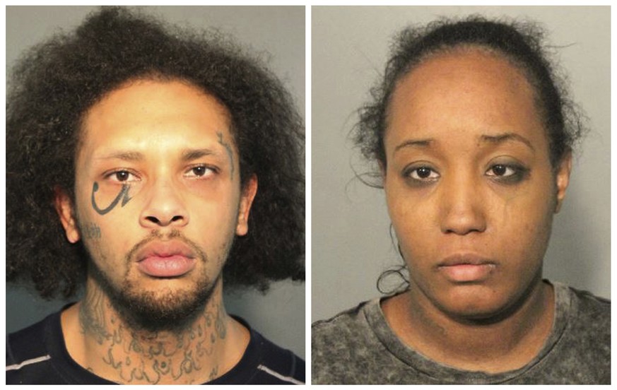 This photo combo of booking mugs provided by the Solano County Sheriff&#039;s Office in Fairfield, Calif., shows Jonathan Allen and his wife, Ina Rogers. Police said Monday, May 14, 2018, they had rem ...