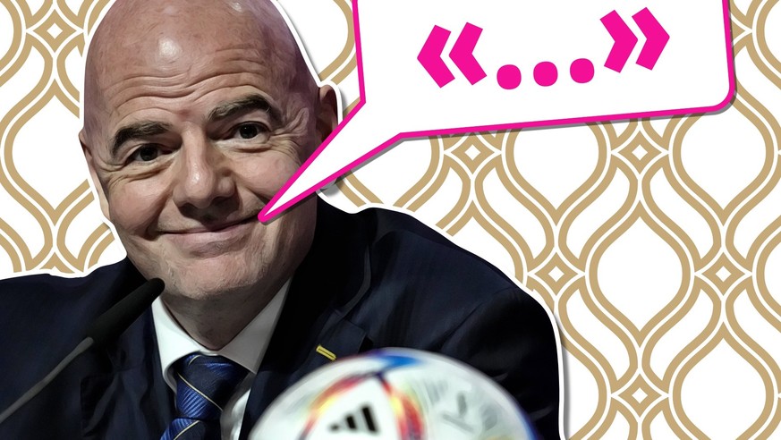 Fifa-Chef Gianni Infantino sagt in seiner Rede vor der WM-Eröffnung in Katar auch vier Minuten lang nichts.