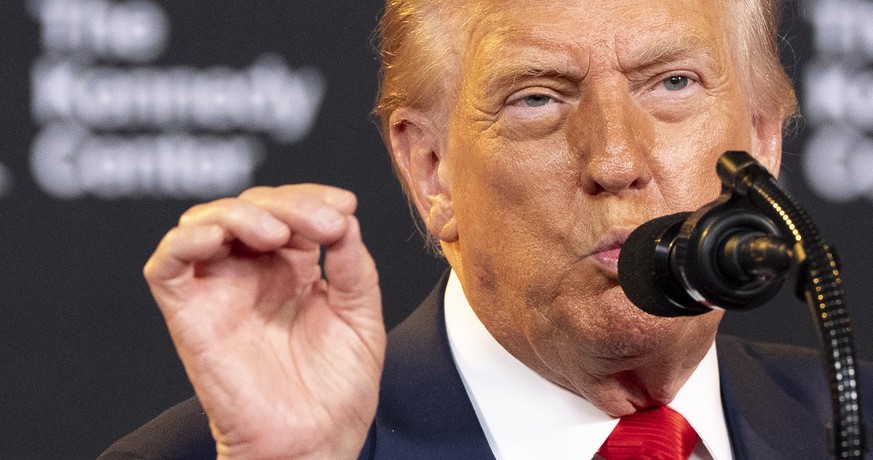 FILE - President Donald Trump speaks at the Kennedy Center, Wednesday, Aug. 13, 2025, in Washington. (AP Photo/Alex Brandon, File)
Donald Trump