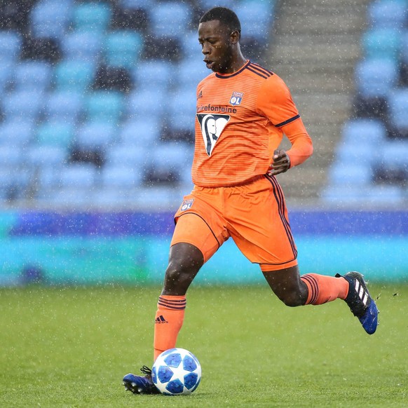 Pierre Kalulu of Lyon during the UEFA Youth League match between Manchester City U19 and Olympique Lyonnais U19 at the Etihad Stadium, Manchester, England on 19 September 2018. PUBLICATIONxNOTxINxUK C ...