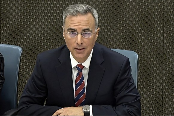 This exhibit from video released by the House Select Committee, shows Pat Cipollone, former White House counsel, during an interview displayed at a hearing by the House select committee investigating  ...