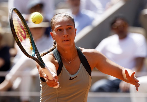 epa13009023 Diane Parry of France during her Women's 4th round match against Maja Chwalinska of Poland at the French Open Grand Slam tennis tournament at Roland Garros in Paris, France, 01 June 2 ...