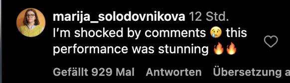 «Ich bin schockiert von diesen Kommentaren. Dieser Auftritt war atemberaubend.»