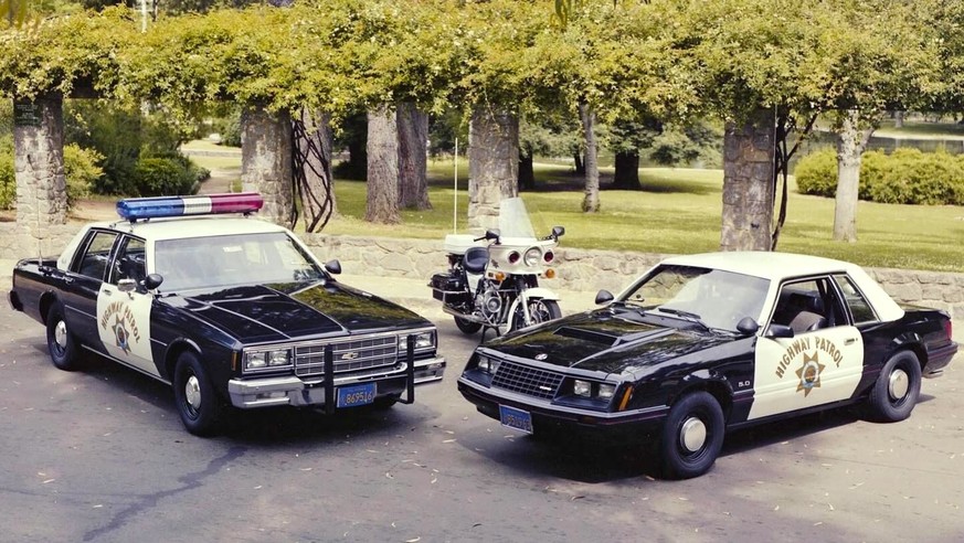 1982: CHP California Highway Patrol (From left to right) Our 1982 Chevrolet Impala 9C1 (police version), our 1982 Kawasaki Police 1000 (KZ1000P or “KZP”) and our 1982 Ford Mustang SSP (Special Service ...