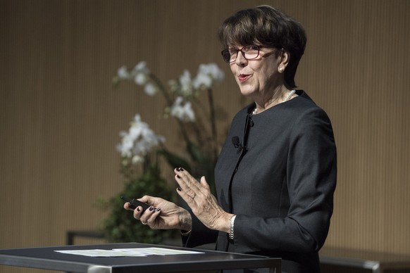 Susanne Ruoff, CEO Schweizerische Post AG spricht an der Bilanzmedienkonferenz der Schweizerischen Post, am Donnerstag, 9. Maerz 2017, in Bern. (KEYSTONE/Peter Schneider)