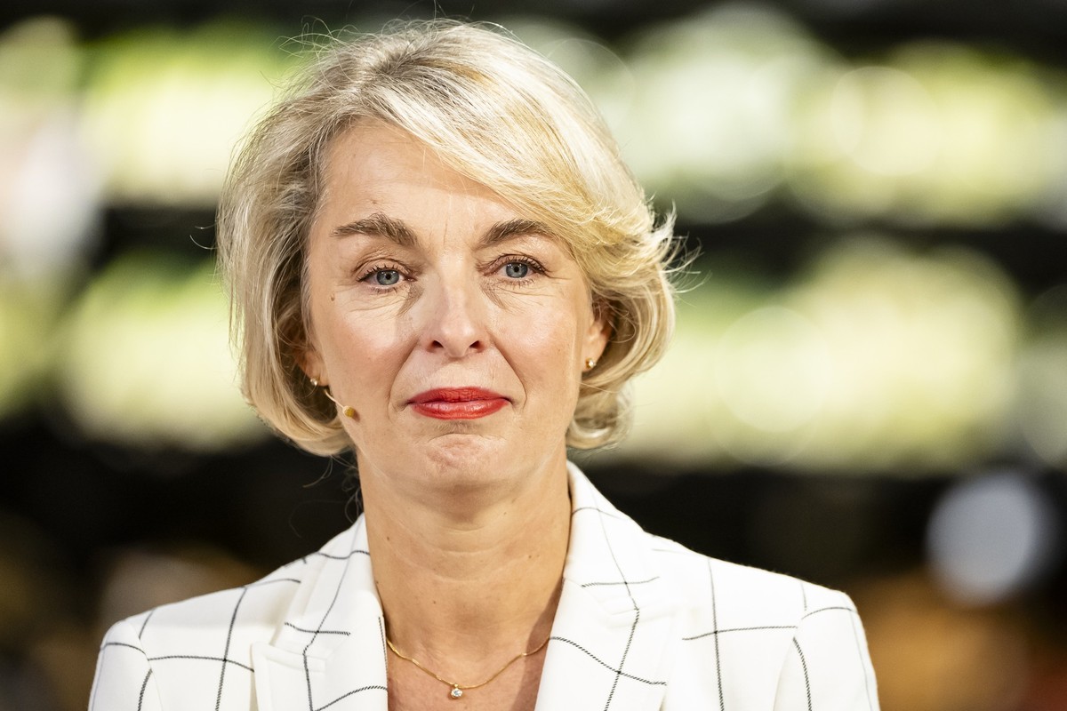 Ursula Nold, Verwaltungsratspraesidentin Migros-Genossenschafts-Bund waehrend einer Medienkonferenz zu Neuerungen in den Migros-Supermaerkten, am Montag, 28. Oktober 2024 in Zuerich. (KEYSTONE/Michael ...