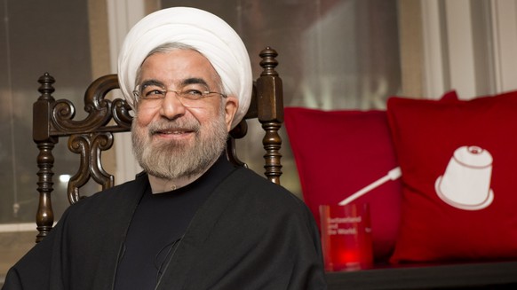 ARCHIVBILD ZUM BESUCH VON IRANS PRAESIDENT HASSAN ROHANI AM 3. UND 4. JULI IN DER SCHWEIZ, AM FREITAG, 29. JUNI 2018 - Iranian President Hassan Rouhani, smiles as he meet President of the Swiss Confed ...