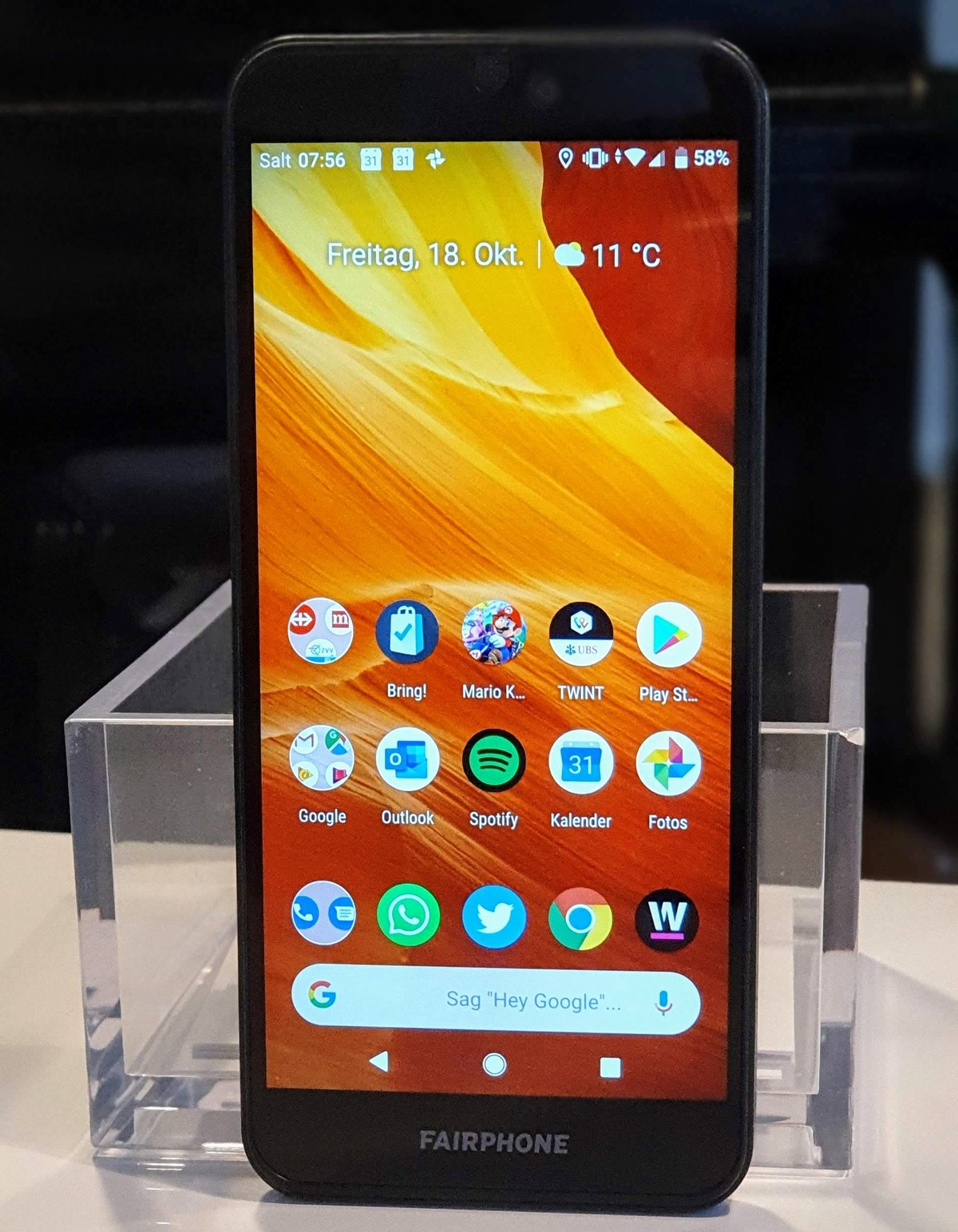 Das Fairphone 3 hat ein 5,65 Zoll grosses LCD-Display.