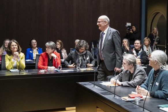 Markus Ritter, Nationalrat, Mitte-SG und Bundesratskandidat, erscheint zum Hearing mit Mitgliedern von alliance F, am Rand der Fruehjahrssession der Eidgenoessischen Raete, am Montag, 10. Maerz 2025 i ...