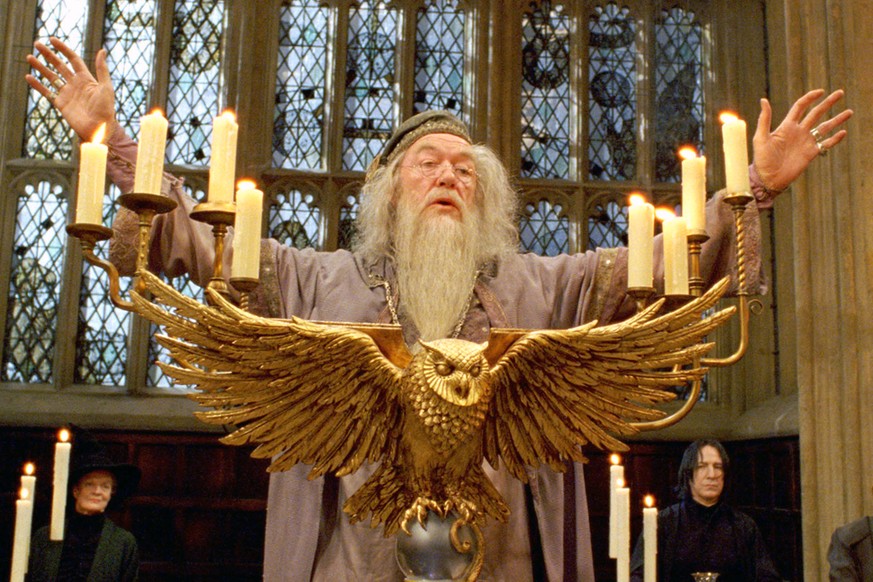 This is a studio publicity photo of Michael Gambon as Professor Dumbledore in Warner Bros. Pictures fantasy Harry Potter and the Prisoner of Azkaban. Source: Warner Bros. Pictures/ via Bloomberg Ne ...