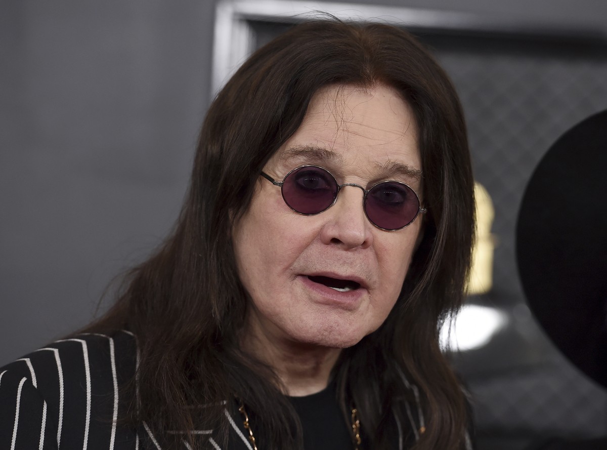 FILE - Ozzy Osbourne arrives at the 62nd annual Grammy Awards at the Staples Center on Jan. 26, 2020, in Los Angeles. Osbourne announced the cancellation of his 2023 tour dates in the UK and continent ...