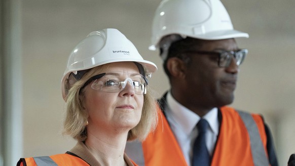 British Prime Minister Liz Truss and Chancellor of the Exchequer Kwasi Kwarteng visit a construction site for a medical innovation campus in Birmingham, on day three of the during day three of the Con ...