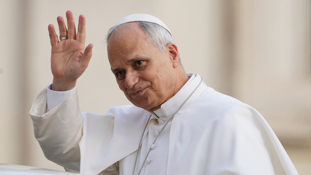 Pope Leo XIV waves as he arrives for his weekly general audience in St. Peter's Square at The Vatican, Wednesday, Dec.17, 2025. (AP Photo/Alessandra Tarantino)
Vatican Pope