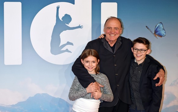 Bruno Ganz mit Anuk Steffen und Quirin Agrippi &nbsp;bei der Premiere von «Heidi» in München.