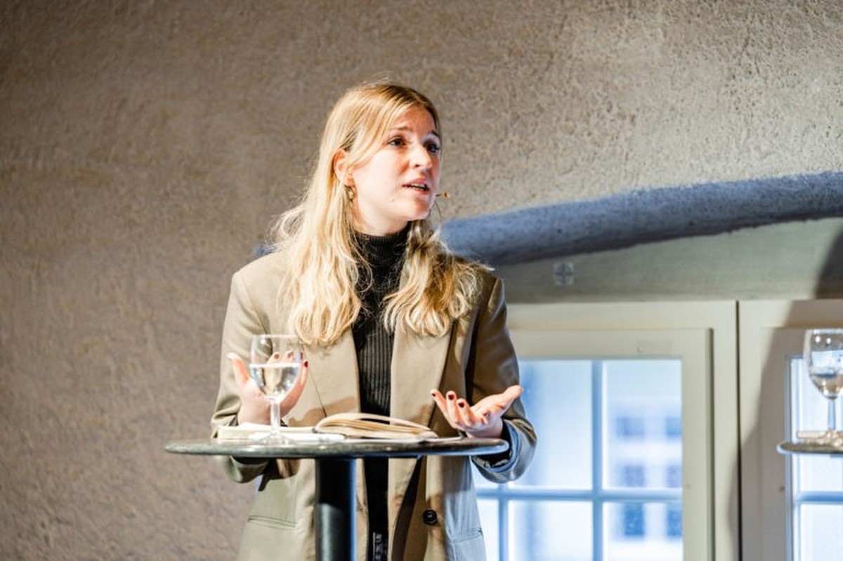 Abstimmungsdebatte zu "Klimaschutz-Gesetz - Was müssen wir diskutieren?" mit Stephanie Gartenmann, JSVP Schweiz am Montag, 22. Juni 2023 im Polit-Forum Bern. Foto: Susanne Goldschmid