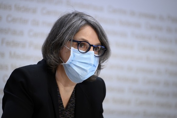 Anne Levy, Direktorin, Bundesamt fuer Gesundheit BAG, spricht an einem Point de Presse mit Fachexperten des Bundes zur Corona-Pandemie Covid-19, am Dienstag, 2. Maerz 2021. (KEYSTONE/Anthony Anex)