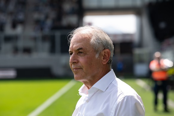 L'entraineur Marcel Koller, during the Super League championship match between FC Lugano and FC Zurich, Sunday, August 9, 2026, in Lugano. (KEYSTONE / Ti-Press / Pablo Gianinazzi)