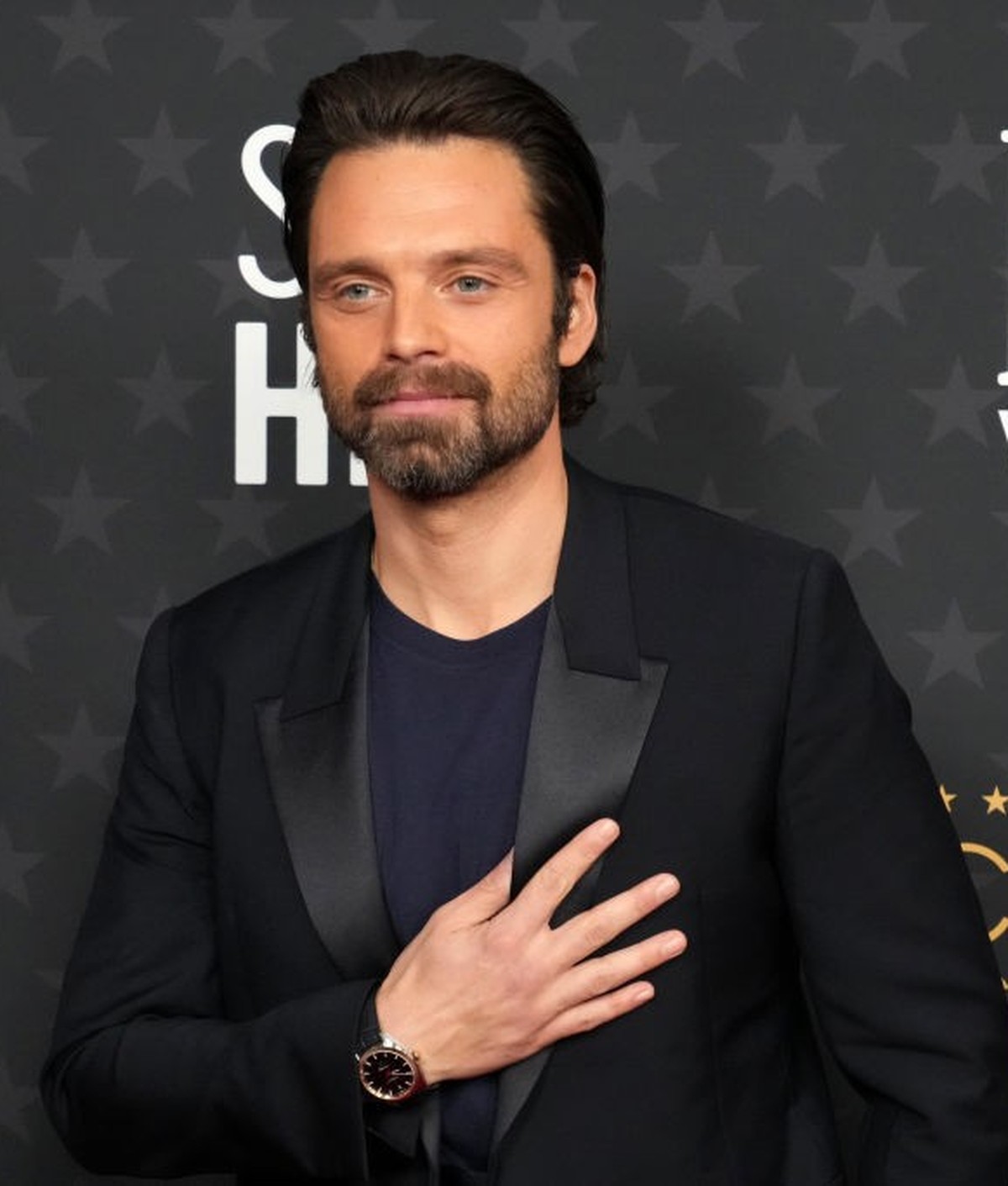 LOS ANGELES, CALIFORNIA - JANUARY 15: Sebastian Stan attends the 28th Annual Critics Choice Awards at Fairmont Century Plaza on January 15, 2023 in Los Angeles, California. (Photo by Jeff Kravitz/Film ...