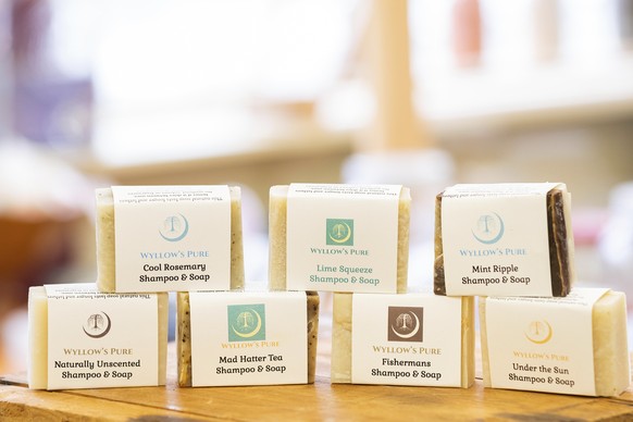 This image provided by Andrew Tolson shows a selection of Nova Scotia soap artisan Wyllow Elizabeth&#039;s handmade soaps. Elizabeth often has visitors to her farmers&#039; market booth help her name  ...