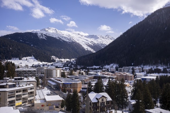 CORRECTS THE DATE - The view of the village of Davos with the The Congress Center, center, where the annual meeting of World Economic Forum will take place covered with snow, in Davos, Switzerland, Su ...
