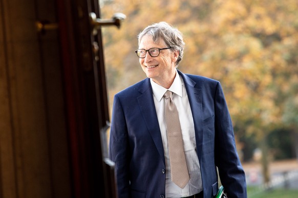 epa07098604 Bill Gates, founder of Microsoft and co-founder of the Bill and Melinda Gates Foundation, arrives for a meeting with German President Frank-Walter Steinmeier (not pictured) at the Bellevue ...