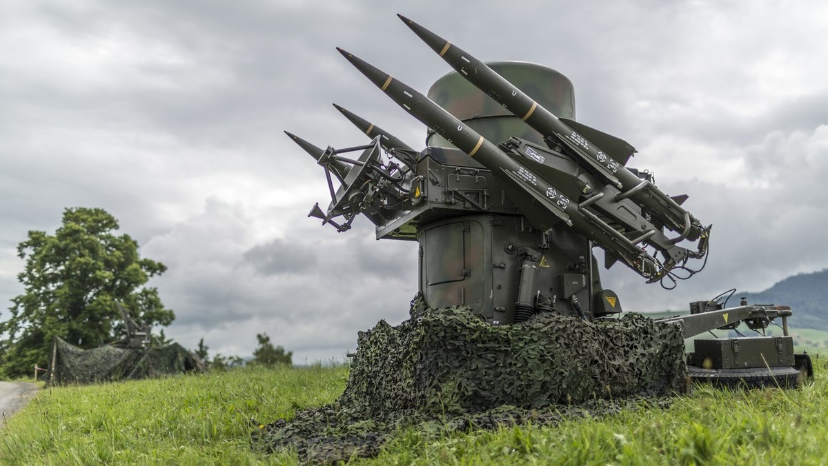 The rapier with the four surface-to-air missiles stands on a hill, and nearby, there is also its radar and the missile control, pictured on site of the anti-aircraft division of the Swiss Armed Forces ...