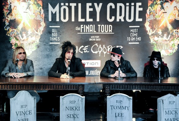 R.I.P. Mötley Crüe. Die Band an einer Pressekonferenz am 28. Januar 2014.