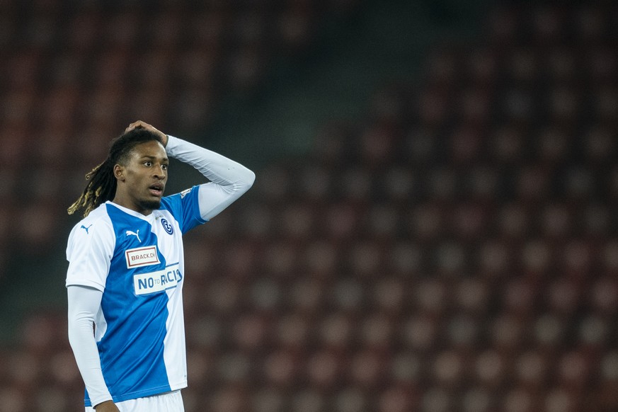 Grasshopper Euclides Cabral reagiert im Fussball Meisterschaftsspiel der Challenge League zwischen dem Grasshopper Club Zuerich und dem SC Kriens im Letzigrund, am Freitag, 14. Februar 2020 in Zuerich ...