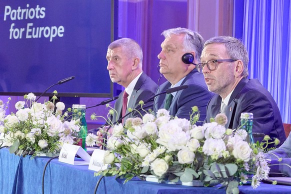 - Wien 30.06.2024 - Heute empfing der FP�-Chef im Wiener Intercontinental Hotel den ungarischen Ministerpr�sidenten den tschechischen Ex-Premier in Wien. Die drei haben gemeinsam mit dem FP�-Delegatio ...