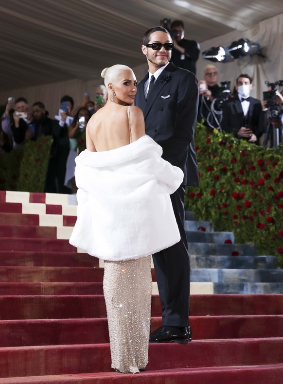 epa09923620 Kim Kardashian and Pete Davidson arrive on the red carpet for the 2022 Met Gala, the annual benefit for the Metropolitan Museum of Art&#039;s Costume Institute, in New York, New York, USA, ...