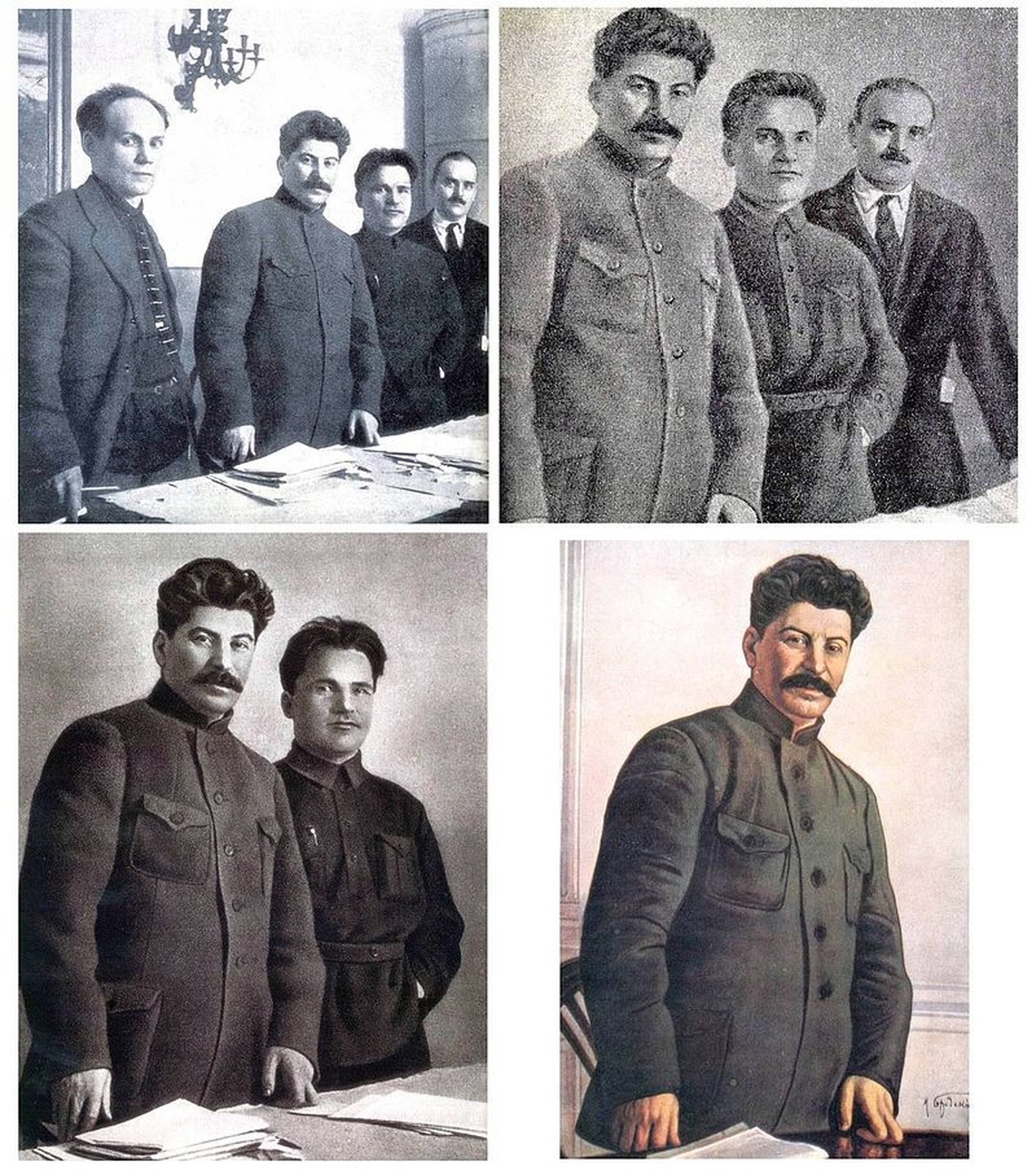 Leningrad 1926: Original photo shows from left to right: Nikolai Antipov, Josef Stalin, Sergei Kirov, and Nikolai Shvernik.