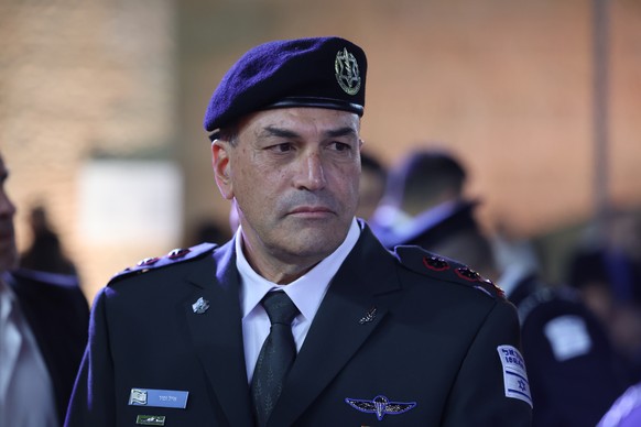 epa12049664 Chief of the General Staff of the Israel Defense Forces (IDF) Eyal Zamir attends the official state opening ceremony of Holocaust Martyrs&#039; and Heroes&#039; Remembrance Day in Israel,  ...