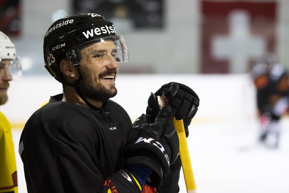 Berns Vincent Praplan, fotografiert waehrend dem ersten offiziellen Eistraining der Saison 2019/20, am Montag, 5. August 2019, in der Postfinance Arena in Bern. (KEYSTONE/Anthony Anex)