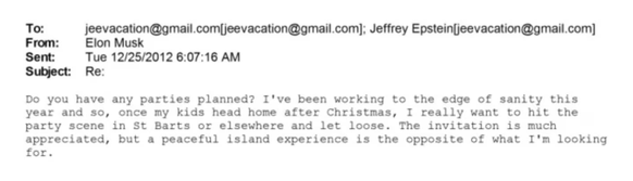 Musk schrieb an Epstein: «Eine friedliche Inselerfahrung ist das Gegenteil von dem was ich suche»