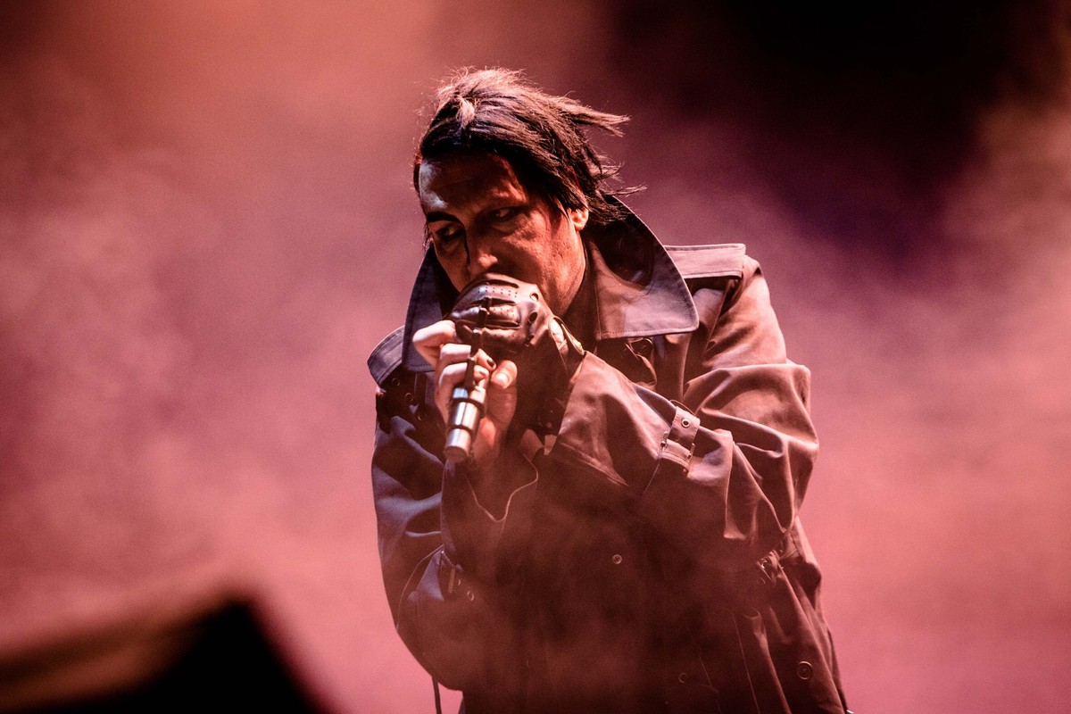Marilyn Manson en concert à Milan, en 2018.