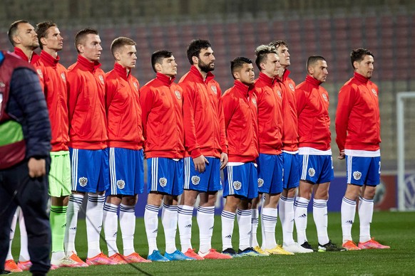 TA QALI, MALTA - MARCH 24: Russia national soccer team players ahead of the 2022 World Cup European qualifying match between Malta and Russia at the National Stadium, Ta Qali, Malta on 24 March 2021. ...