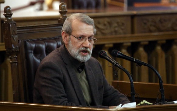 epa08339207 (FILE) - Speaker of the Iranian Parliament Ali Larijani arrives for a press conference in Tehran, Iran, 01 December 2019 (reissued 02 April 2020). According to Iranian media reports, Larij ...