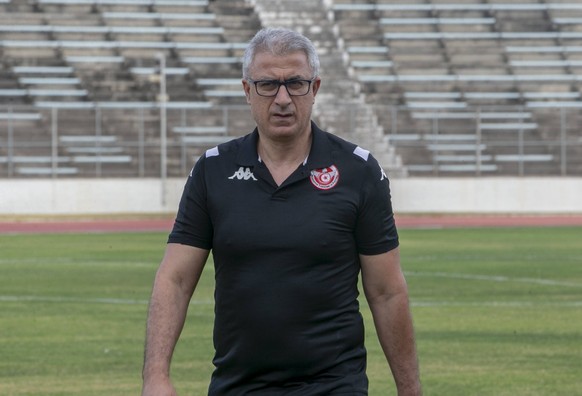 Tunisia national football team begins trainings TUNIS, TUNISIA - JUNE 08: Head coach Mondher Kebaier of Tunisia national football team leads a training session at Stade Olympique El Menzah in Tunis, T ...