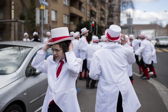 Children and grownups celebrate Purim in the Wiedikon district of Zurich, Switzerland, pictured on Thursday, March 5, 2015. Purim is a festival commemorating the deliverance of the Jewish people from  ...