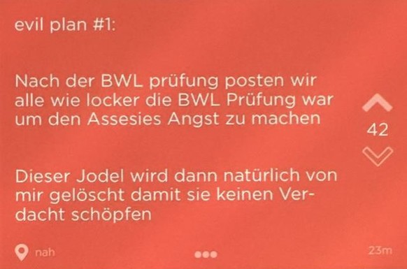 tel: null
Liebe Watsons,

In St. Gallen ereignete sich heute eine ganz amüsante Geschichte über eine Campus-App, welche in zahlreichen weinenden Erstsemester endete. Ich dachte, das passt doch zu de ...