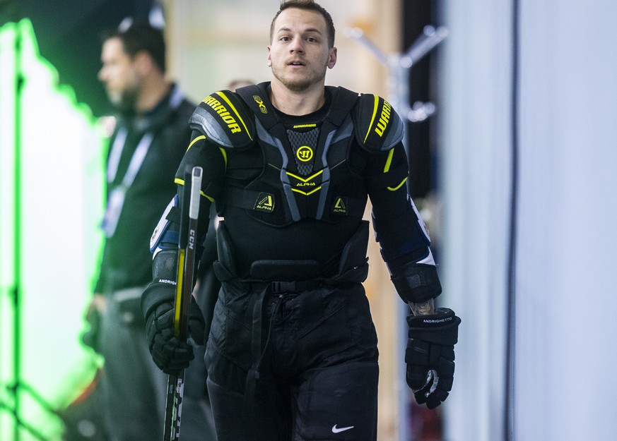 Sven Andrighetto during a training session of the Swiss team at the IIHF 2019 World Ice Hockey Championships, at the Ondrej Nepela Arena in Bratislava, Slovakia, on Sunday, May 12, 2019. (KEYSTONE/Mel ...