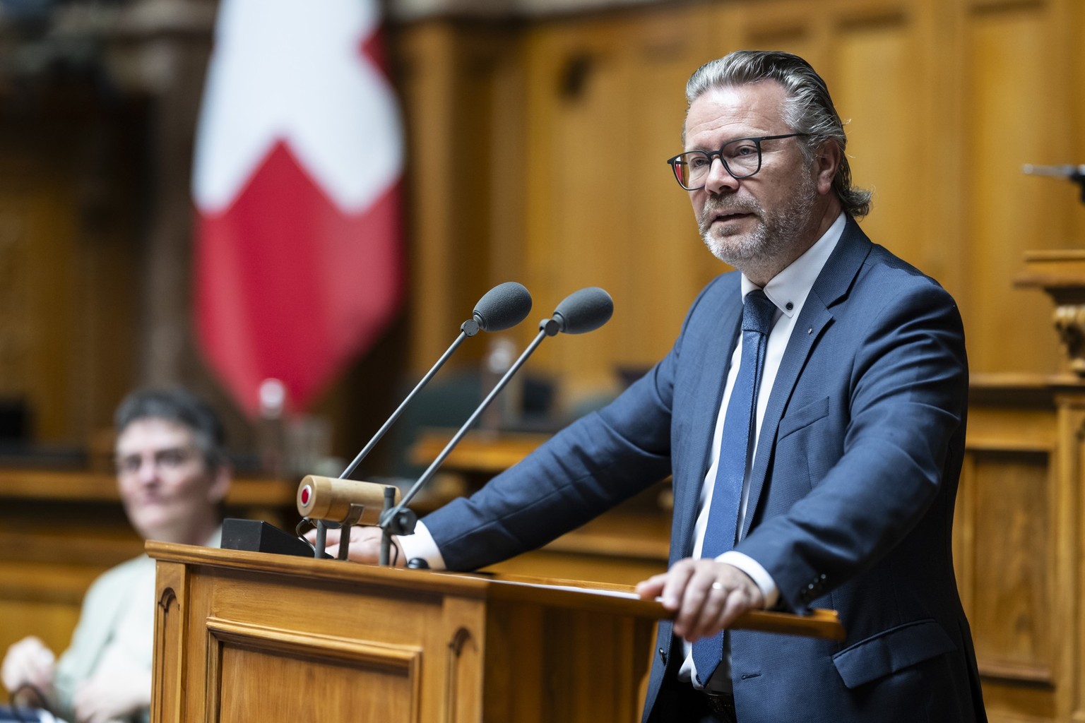 Thomas Rechsteiner, Mitte-AI, spricht zur Grossen Kammer, an der Sondersession des Nationalrats, am Mittwoch, 7. Mai 2025 im Nationalrat in Bern. (KEYSTONE/Alessandro della Valle)