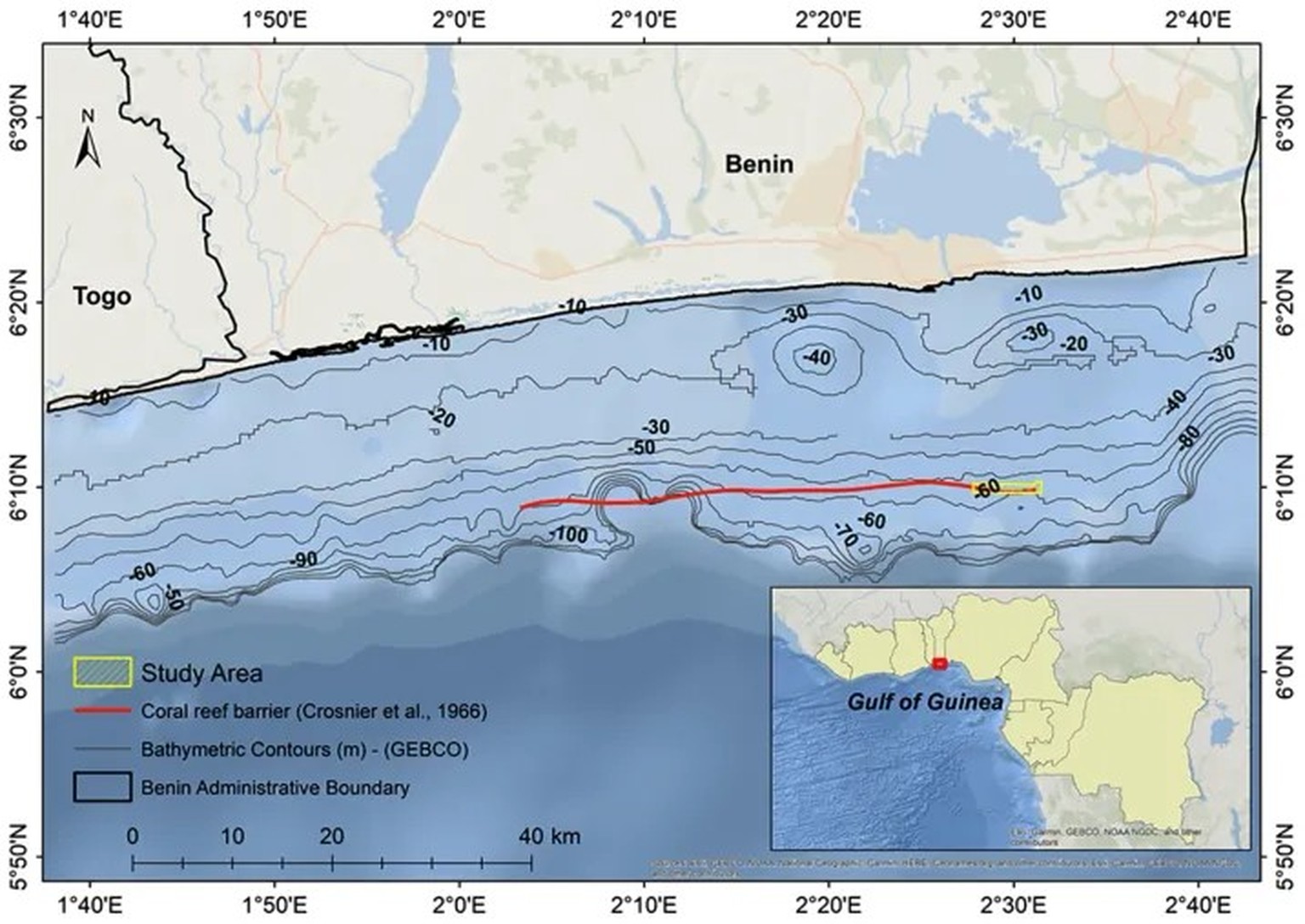 Karte des Schelfmeeres und des Kontinentalhangs südlich von Benin mit dem Untersuchungsgebiet.
https://www.frontiersin.org/journals/marine-science/articles/10.3389/fmars.2026.1848226/full