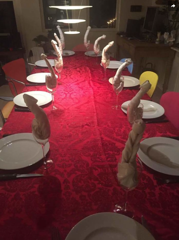 Thanksgiving Dinner mit Penis Servietten