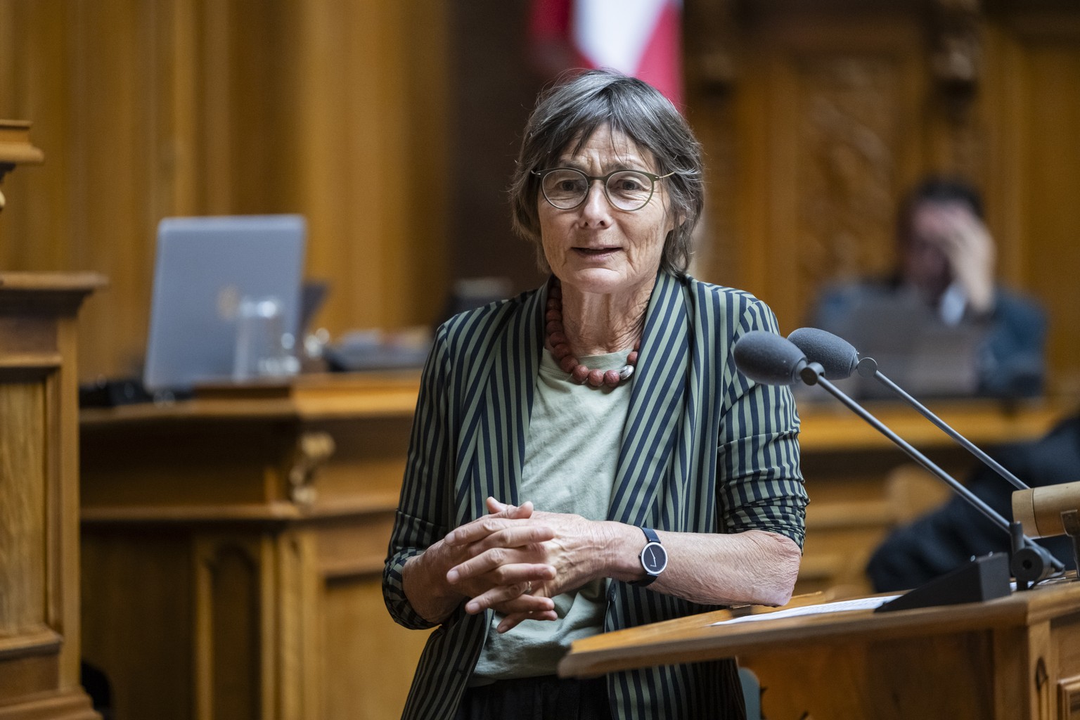 Martina Munz, SP-SH, spricht zur Grossen Kammer, an der Herbstsession der Eidgenoessischen Raete, am Mittwoch, 13. September 2023 im Nationalrat in Bern. (KEYSTONE/Alessandro della Valle)