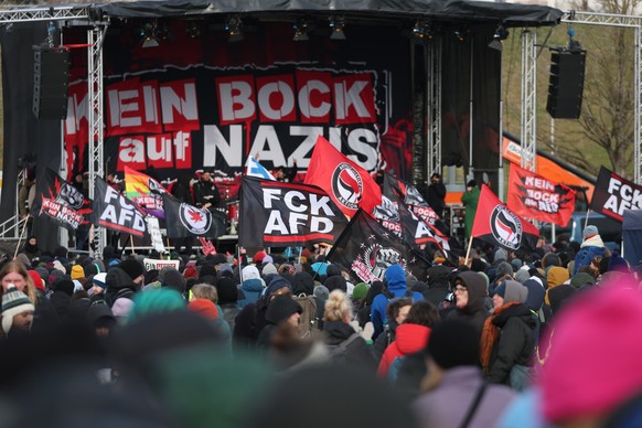 Demonstration in Sachsen im Januar 2025 gegen den Bundesparteitag der AfD.