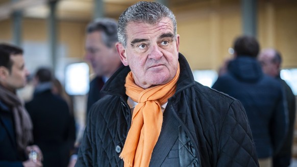 Peter Spuhler, Verwaltungsratspraesident der Stadler Rail waehrend einer gemeinsamen Praesentation der SBB, Thurbo und RegionAlps von neuen Flirt Evo Zuegen der Stadler Rail, in der Instandhaltungsanl ...