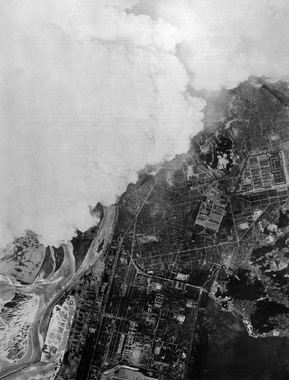 FILE - In this Aug. 6, 1945, file photo released by the U.S. Air Force, white smoke rises from detonation of the atomic bomb over Hiroshima, western Japan. At 8:15 a.m., the U.S. B-29 bomber Enola Gay ...